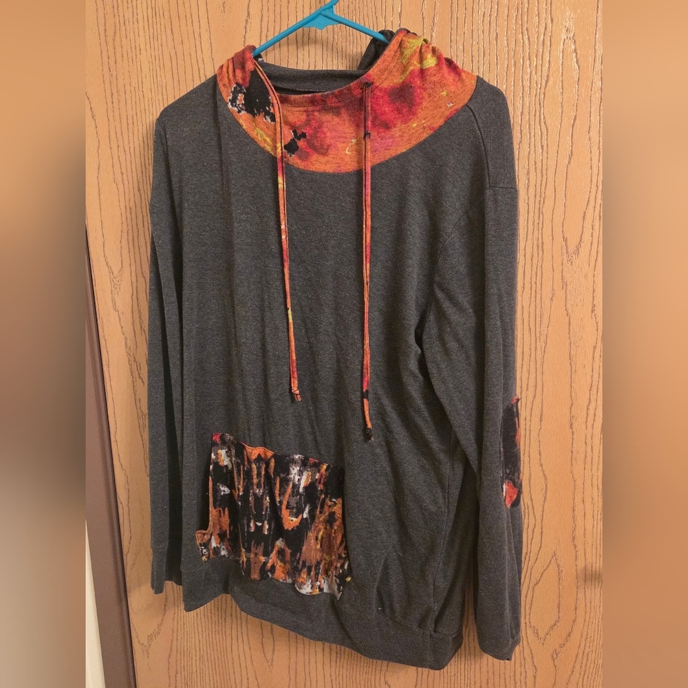 Gray and Multicolor Women's Hoodie